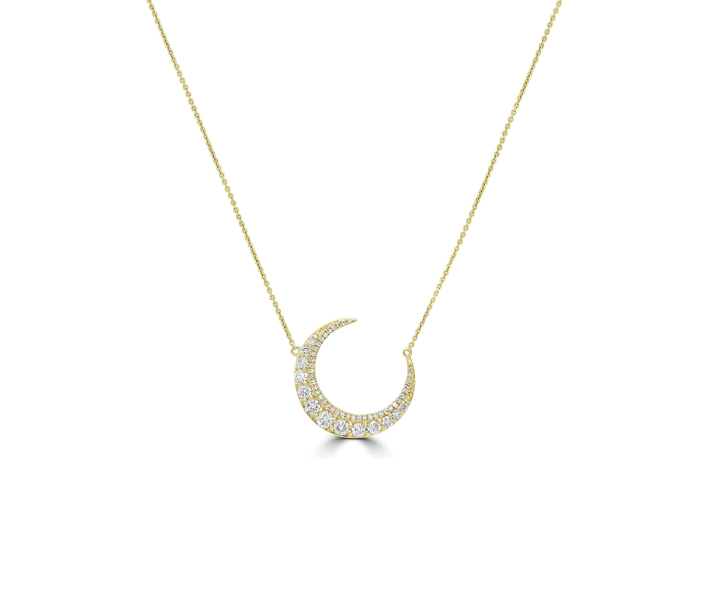 5/8 ct. t.w. Diamond Crescent Moon Necklace in 14K Yellow Gold