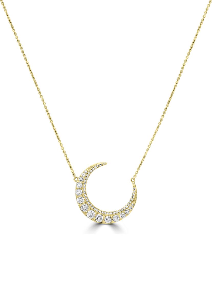 5/8 ct. t.w. Diamond Crescent Moon Necklace in 14K Yellow Gold