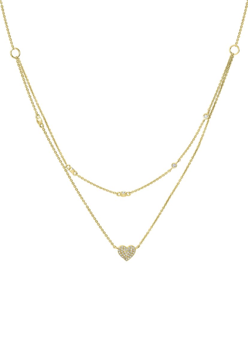 1/8 ct. t.w. Diamond Layered Heart Necklace in 14K Yellow Gold