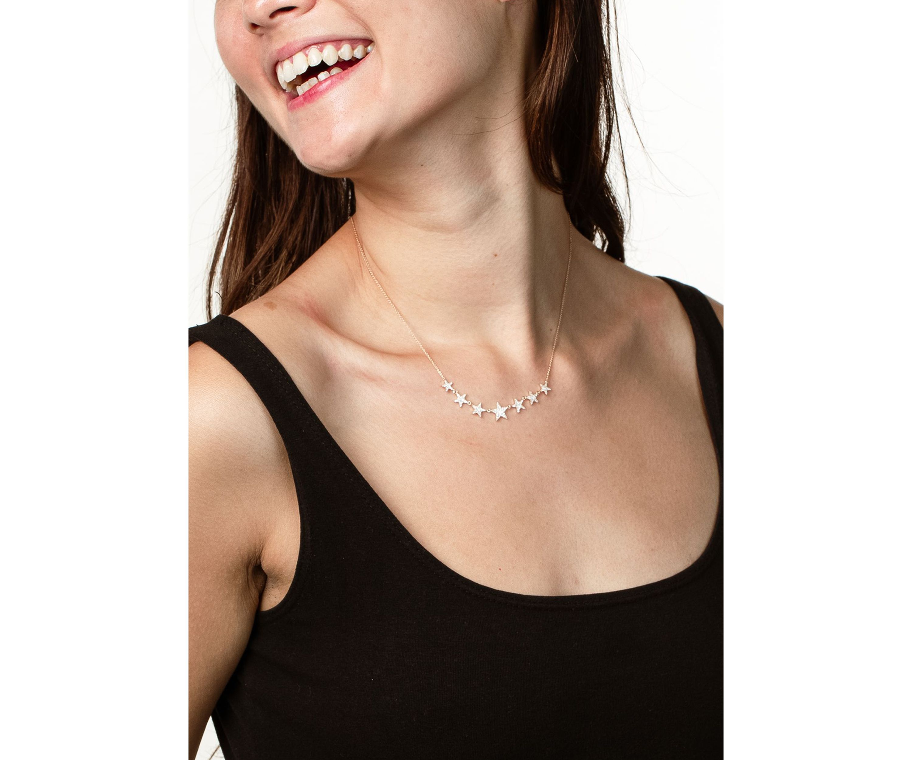 3/8 ct. t.w. Diamond Graduated Star Necklace in 14K Yellow Gold
