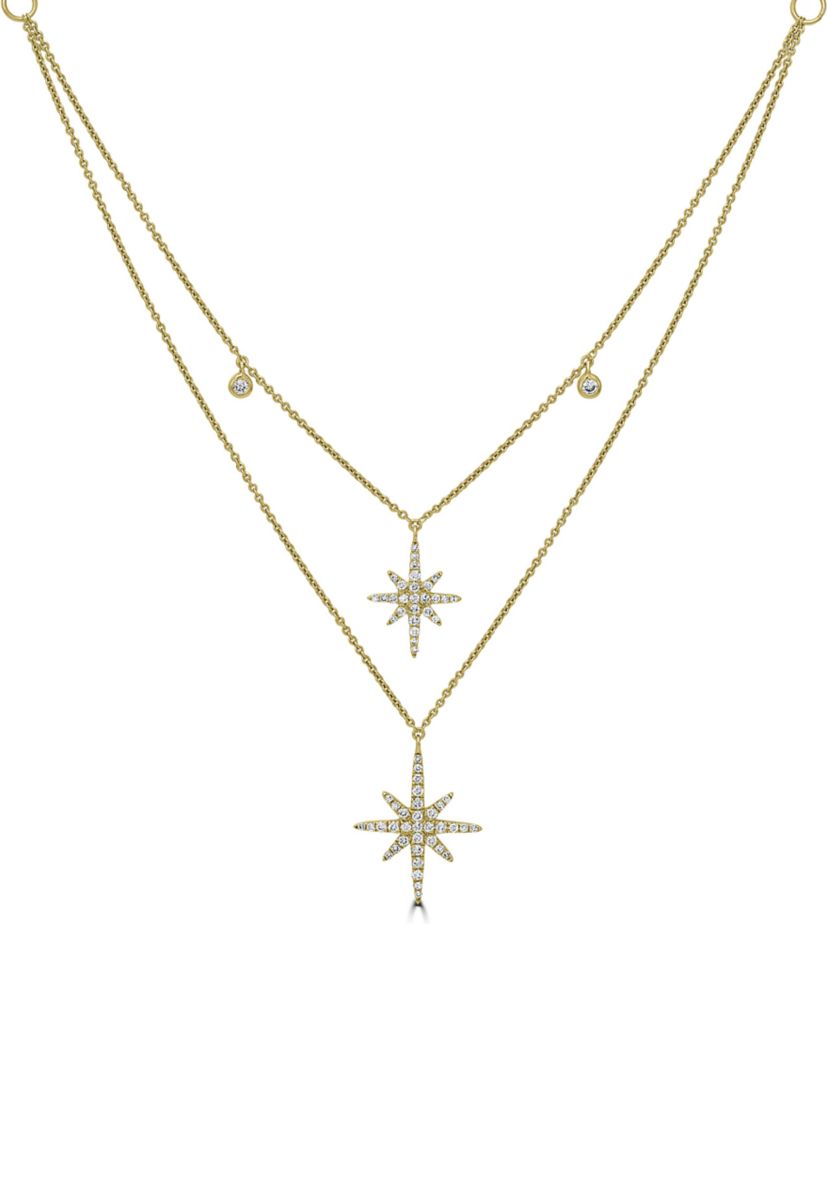 1/3 ct. t.w. Diamond Layered Starburst Necklace in 14K White Gold
