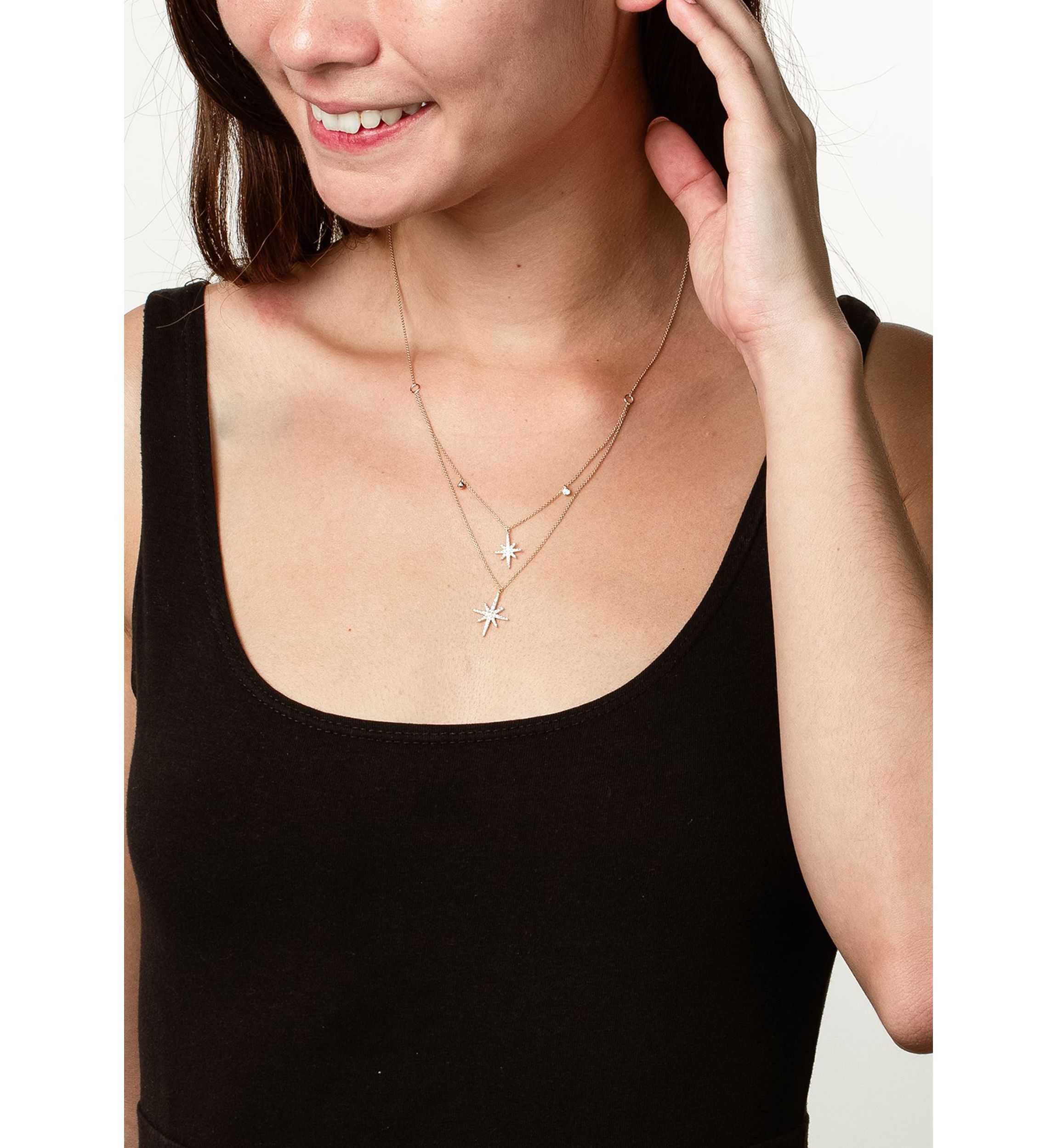 1/3 ct. t.w. Diamond Layered Starburst Necklace in 14K White Gold