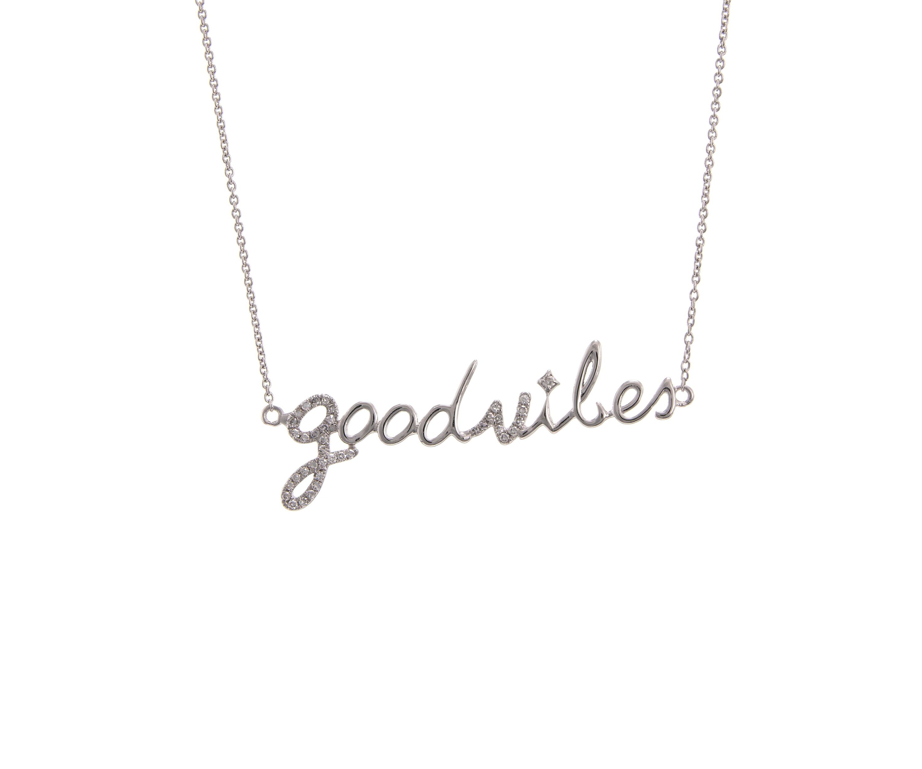 1/10 ct. t.w Diamond "Good Vibes" Necklace in 14K White Gold