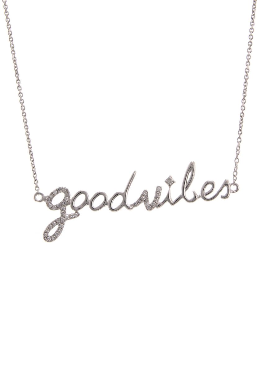 1/10 ct. t.w Diamond "Good Vibes" Necklace in 14K White Gold