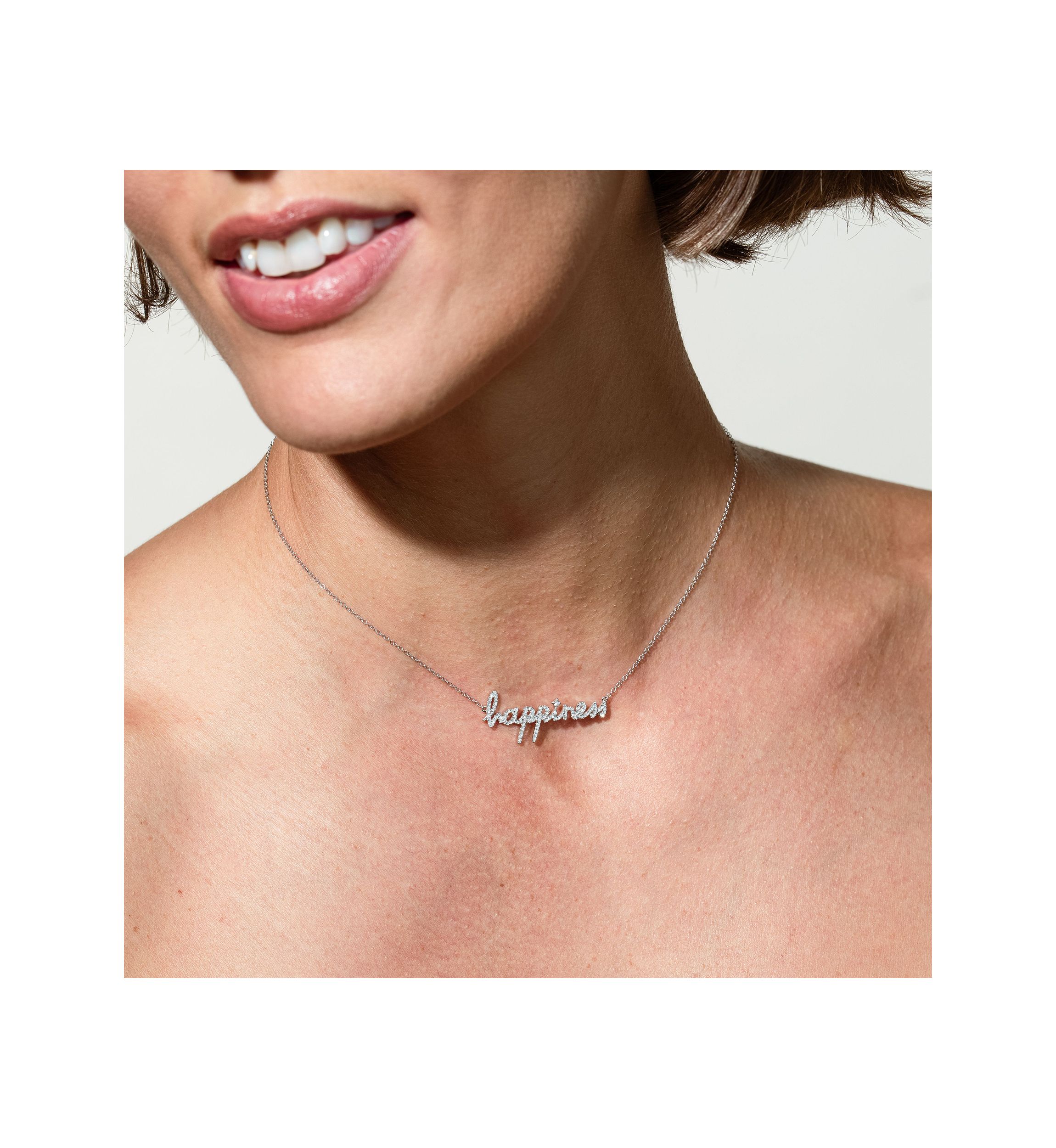 1/3 ct. t.w. Diamond "Happiness" Necklace in 14K White Gold