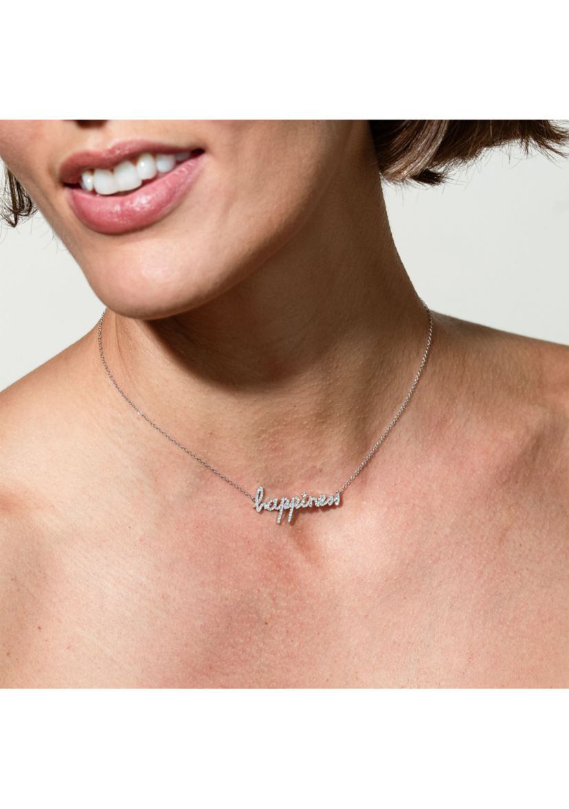 1/3 ct. t.w. Diamond "Happiness" Necklace in 14K White Gold