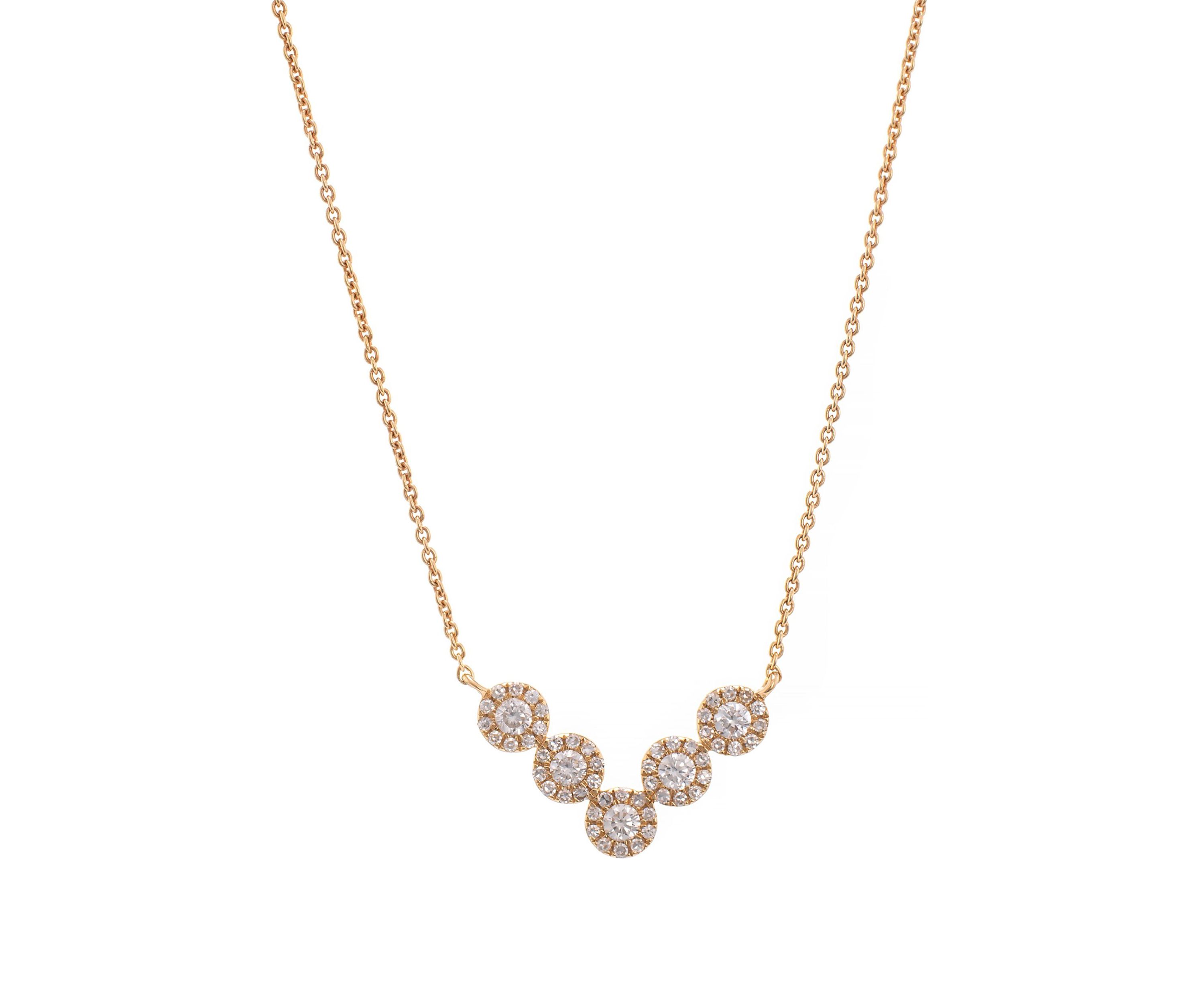 3/8 ct. t.w. Diamond Halo V Necklace in 14K Yellow Gold