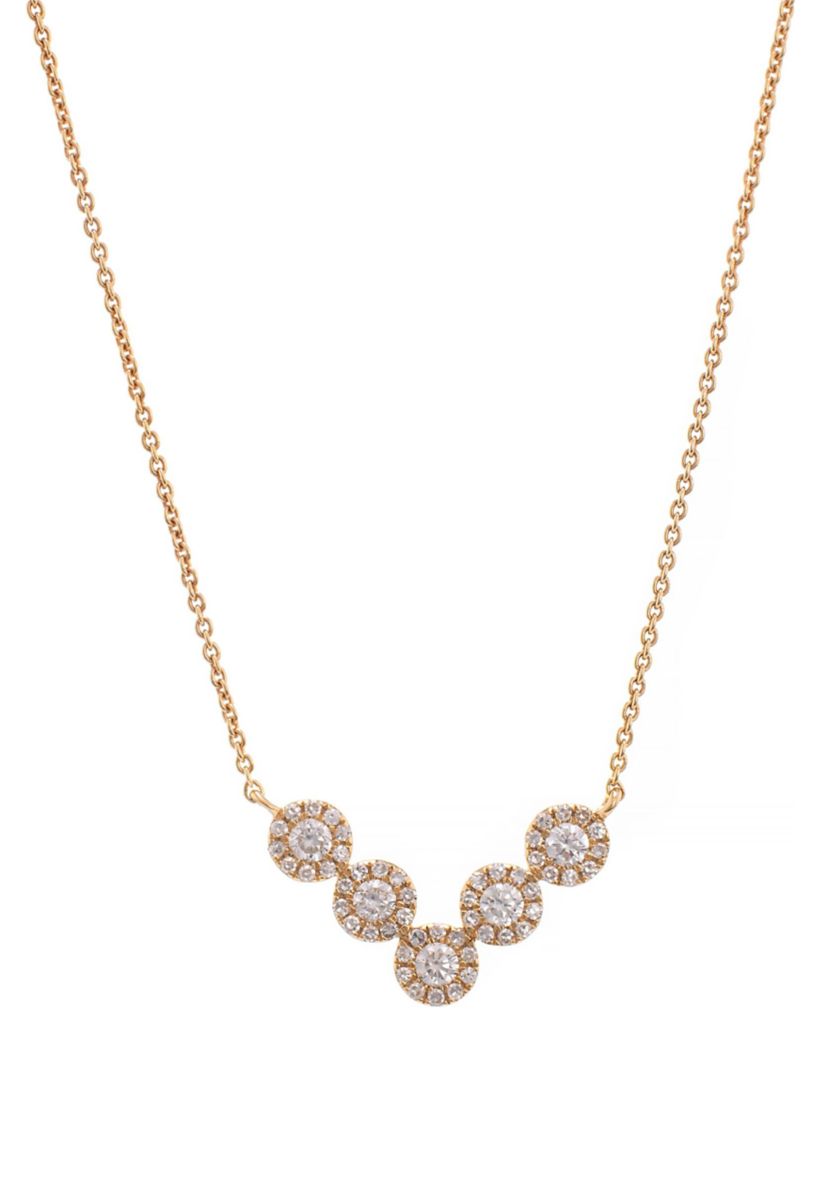3/8 ct. t.w. Diamond Halo V Necklace in 14K Yellow Gold