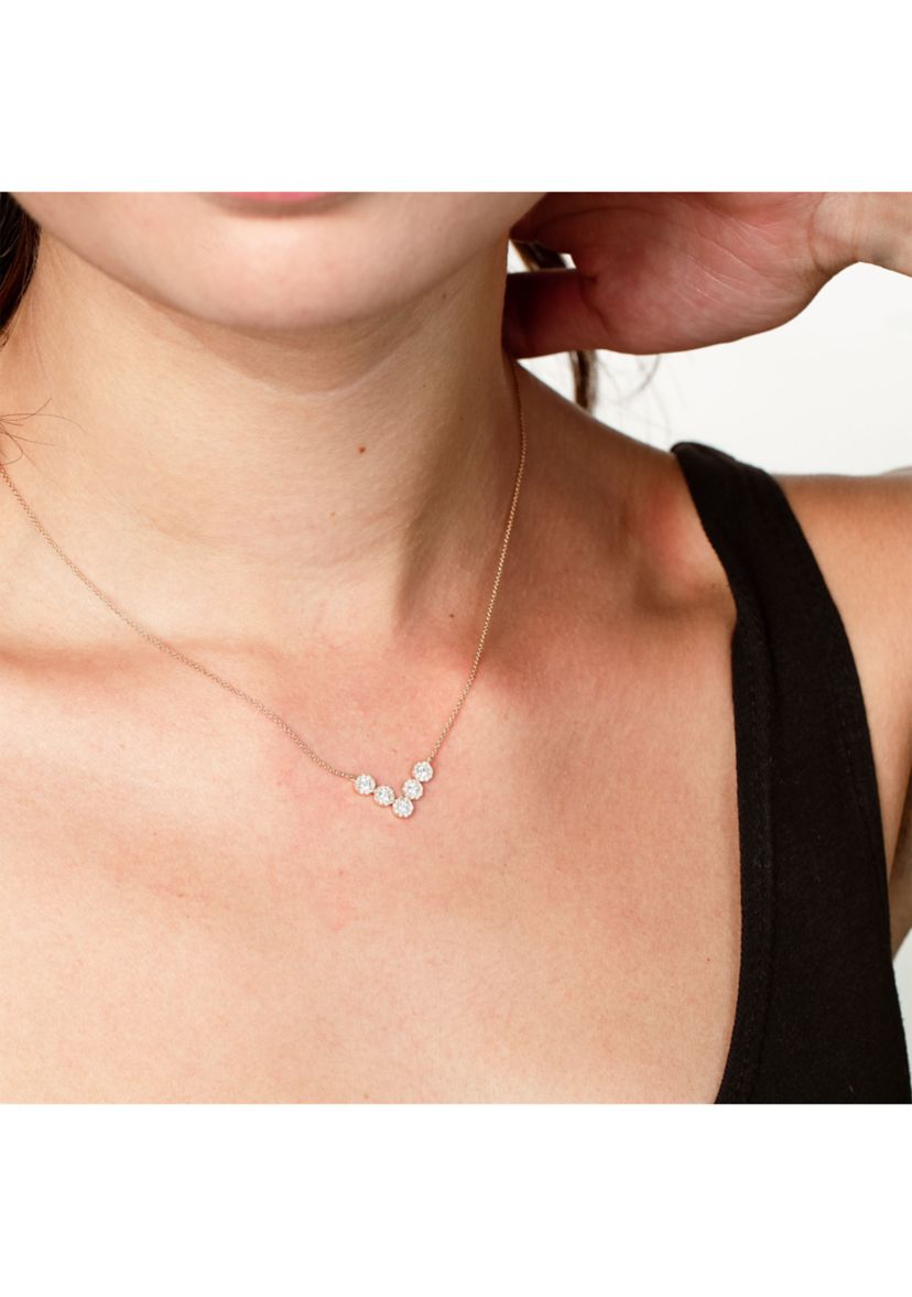 3/8 ct. t.w. Diamond Halo V Necklace in 14K Yellow Gold