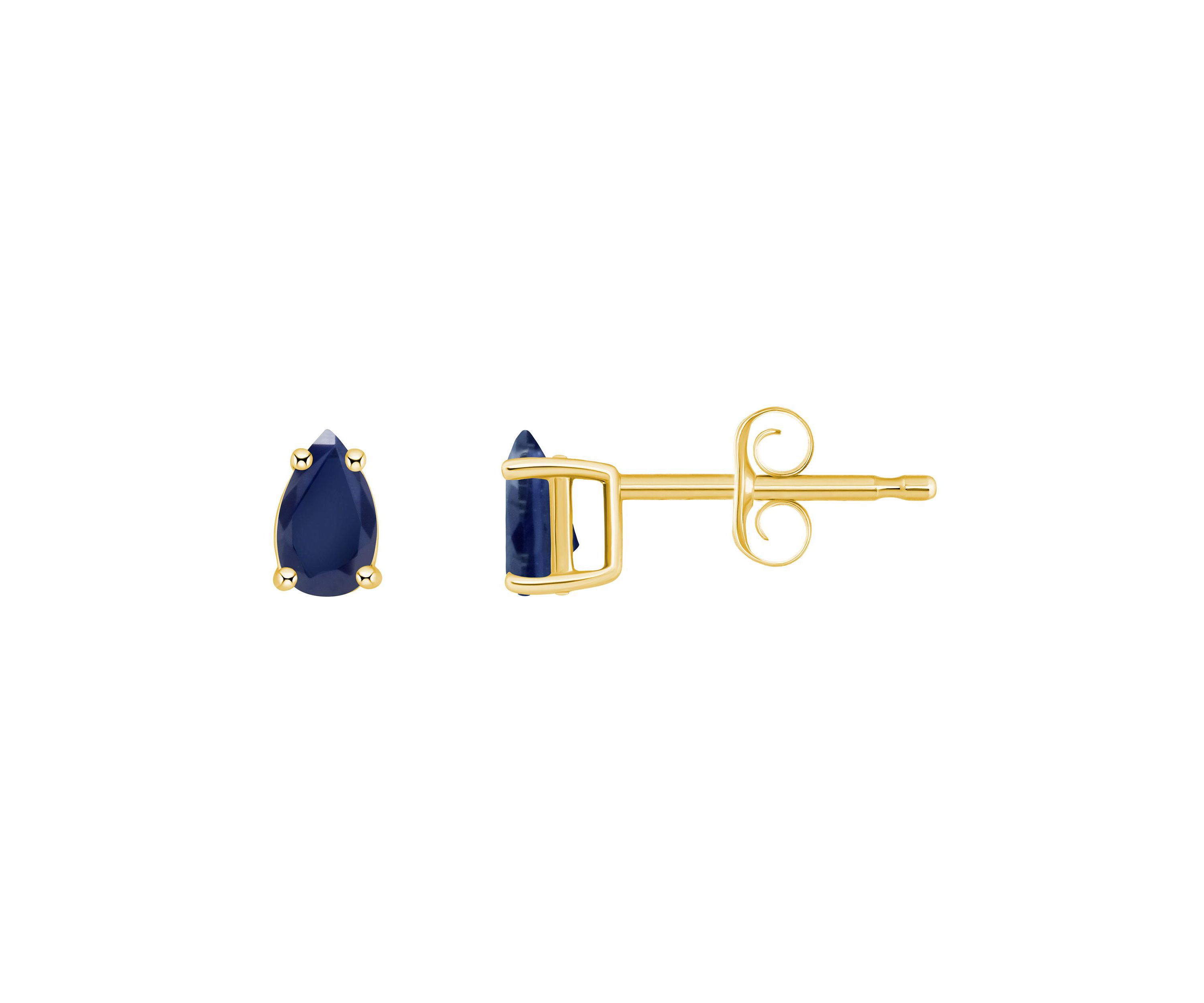 14K Gold 5x3 Pear Shape Sapphire Earrings