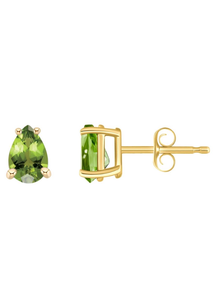 14K Gold 6x4 Pear Shape Peridot Earrings