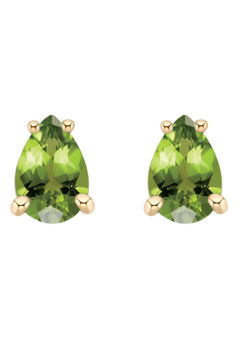14K Gold 6x4 Pear Shape Peridot Earrings
