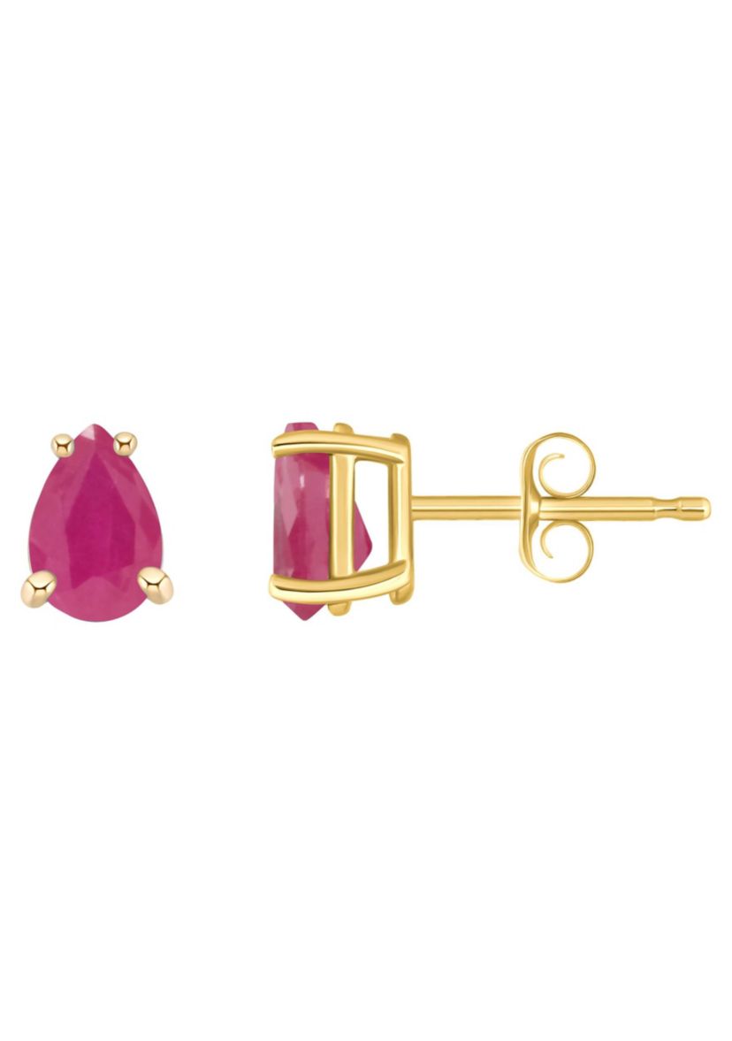 14K Gold 6x4 Pear Shape Ruby Earrings