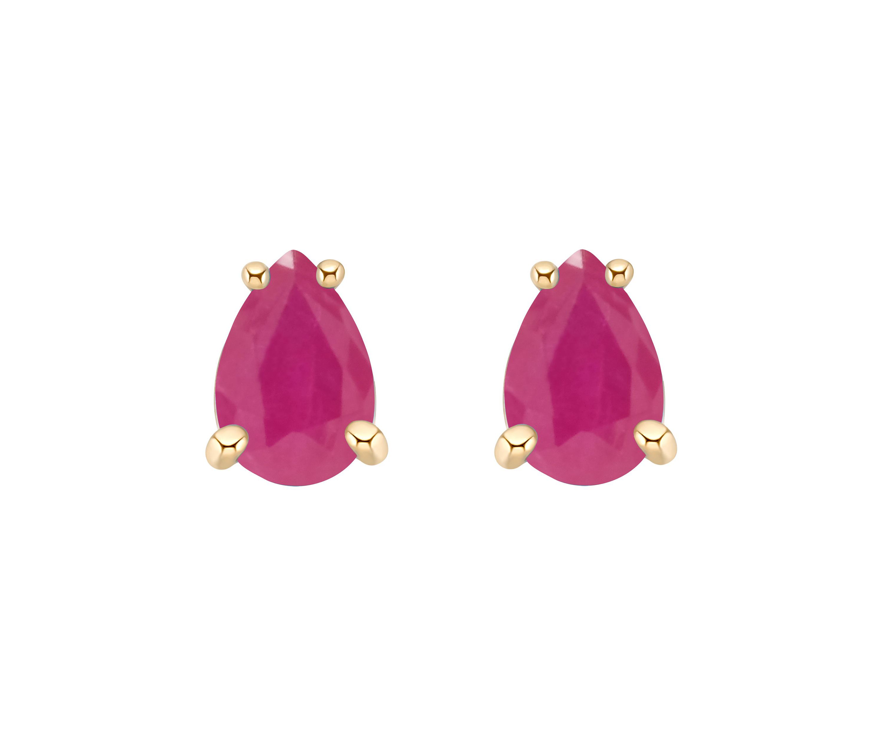 14K Gold 6x4 Pear Shape Ruby Earrings