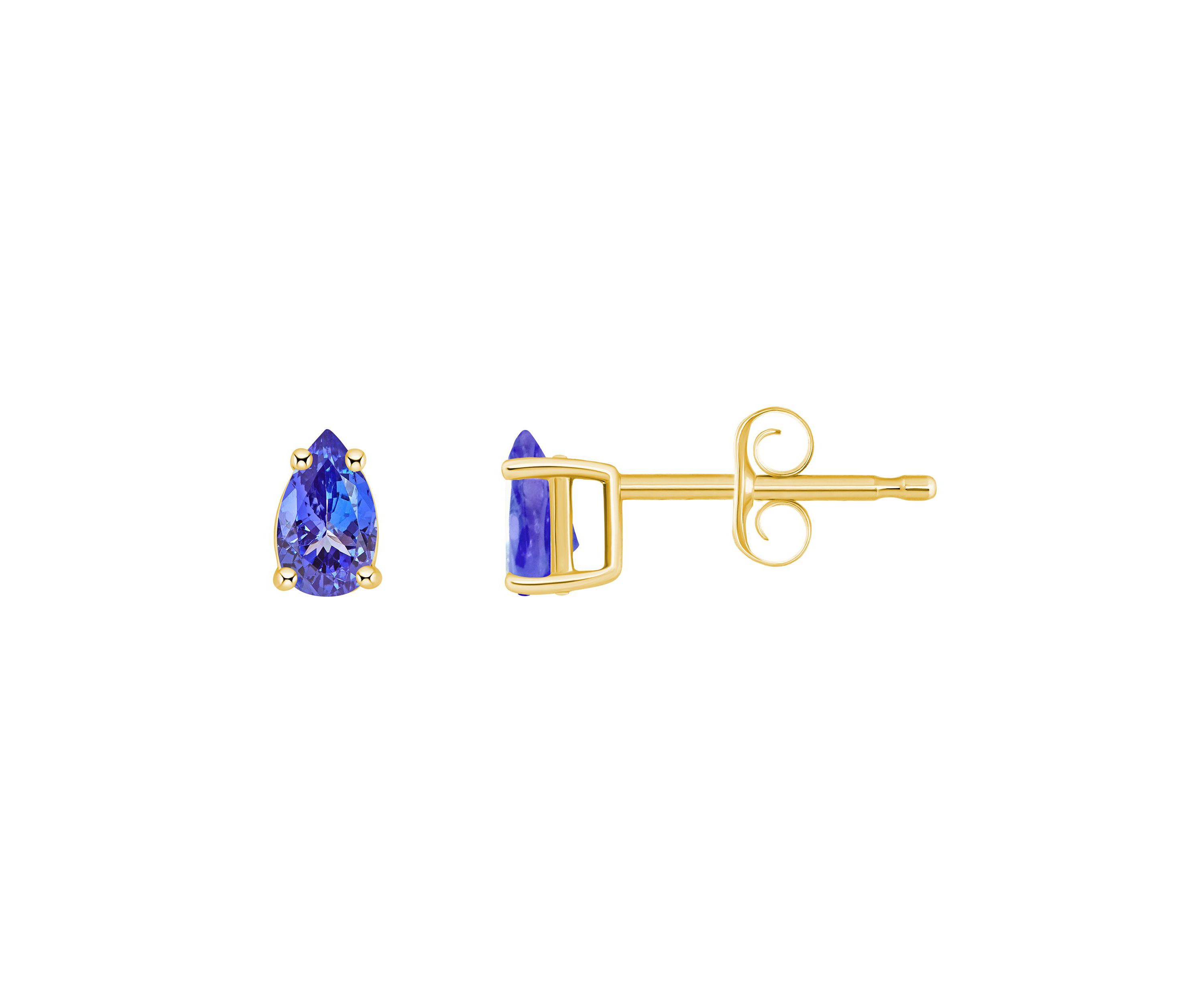 14K Gold 5x3 Pear Shape Tanzanite Earrings