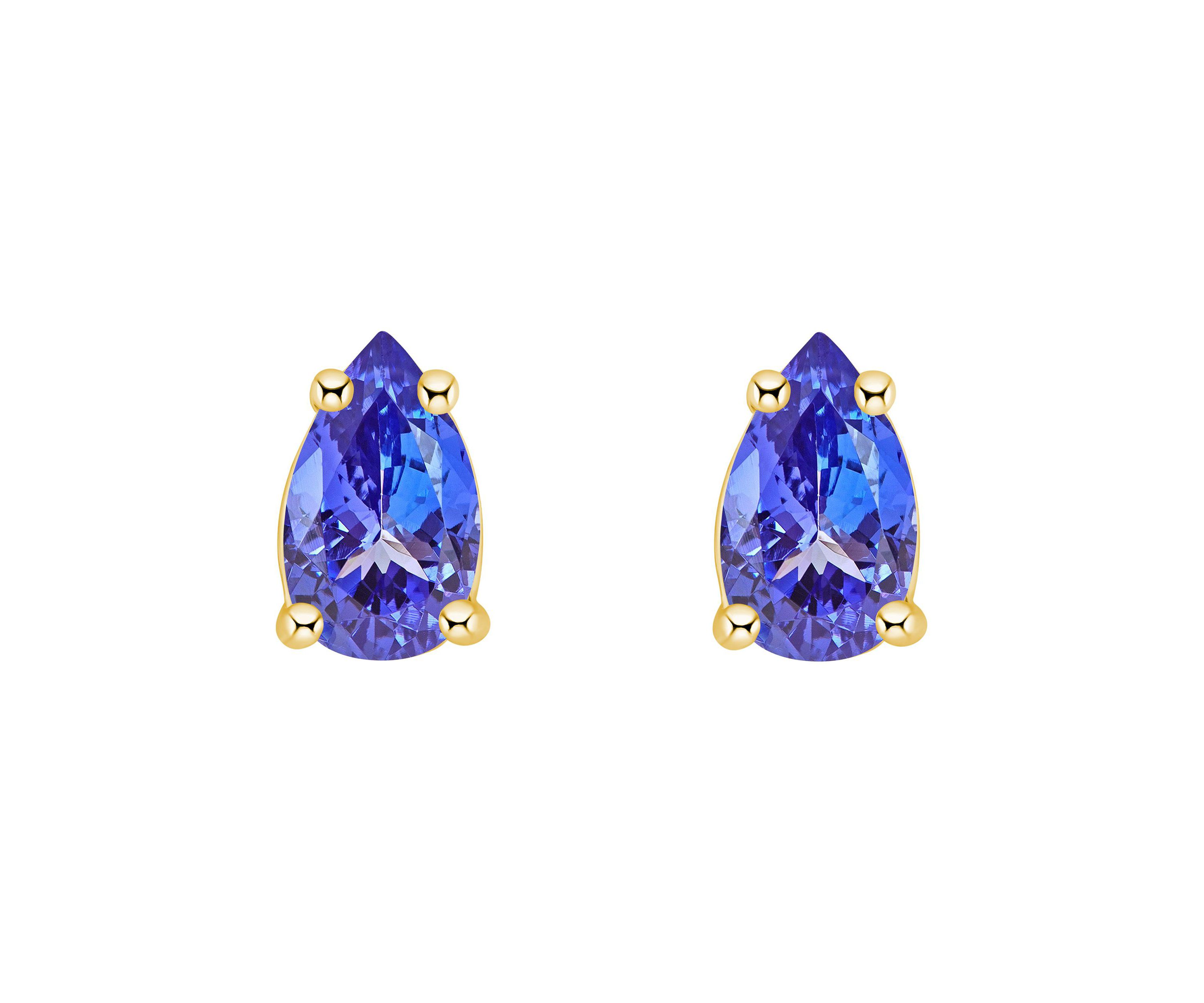 14K Gold 5x3 Pear Shape Tanzanite Earrings