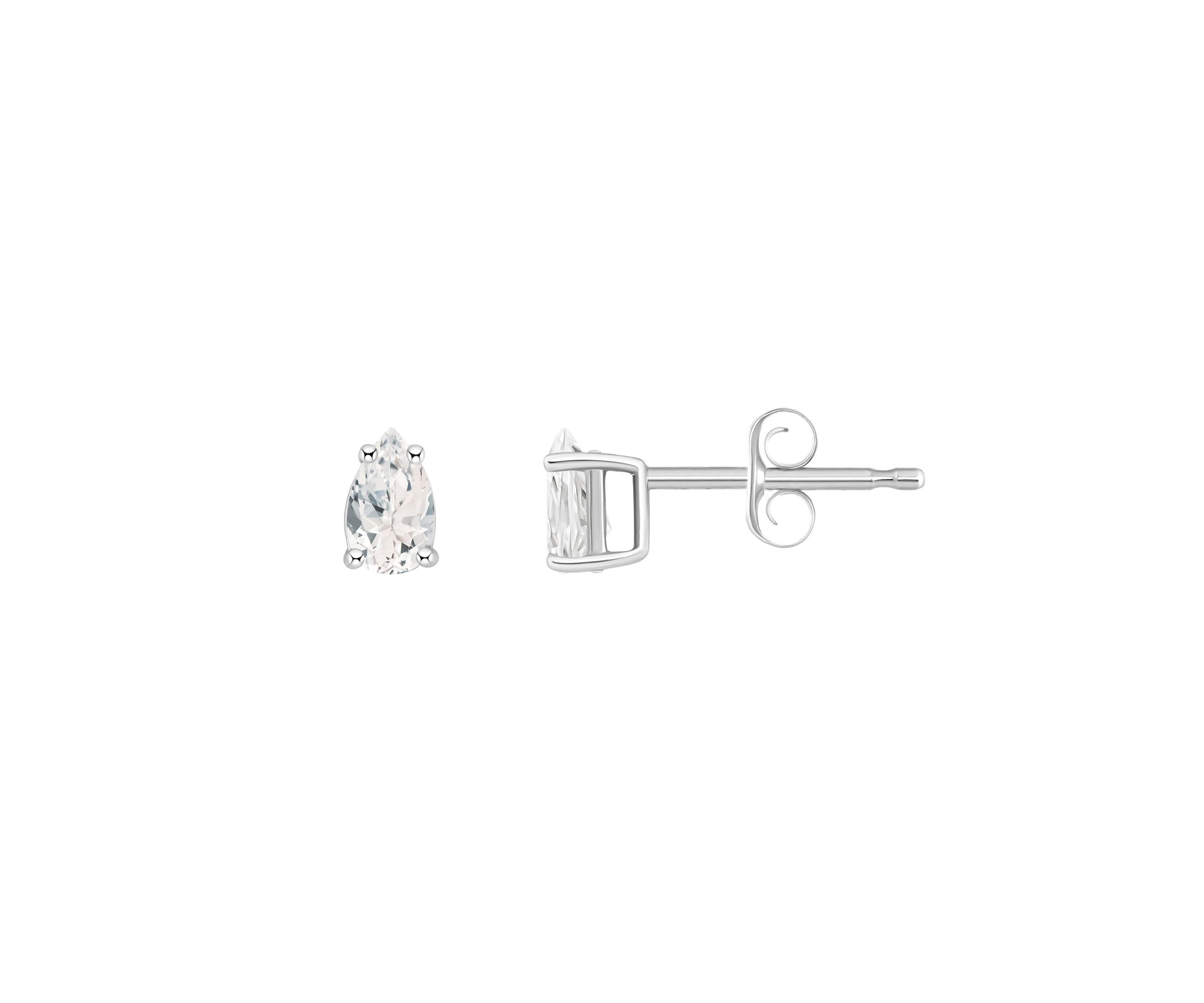 14K Gold 5x3 Pear Shape White Topaz Earrings