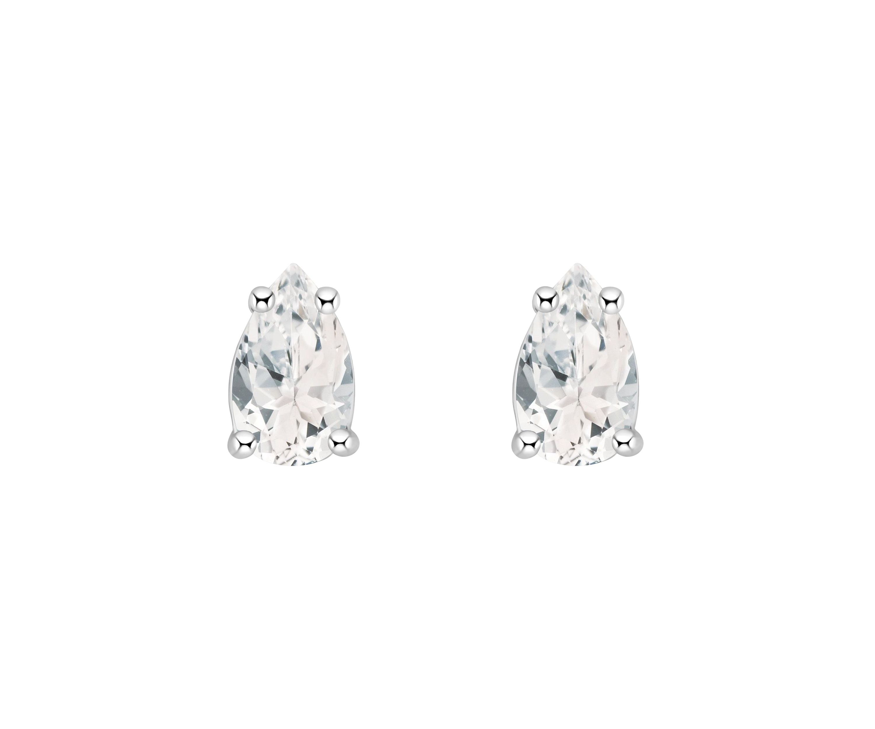 14K Gold 5x3 Pear Shape White Topaz Earrings