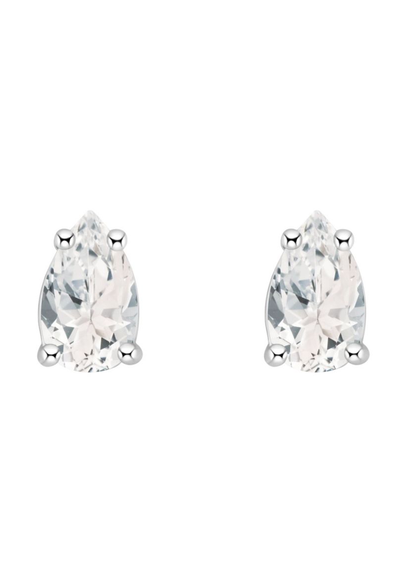 14K Gold 5x3 Pear Shape White Topaz Earrings