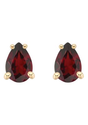 14K Gold 6x4 Pear Shape Garnet Earrings