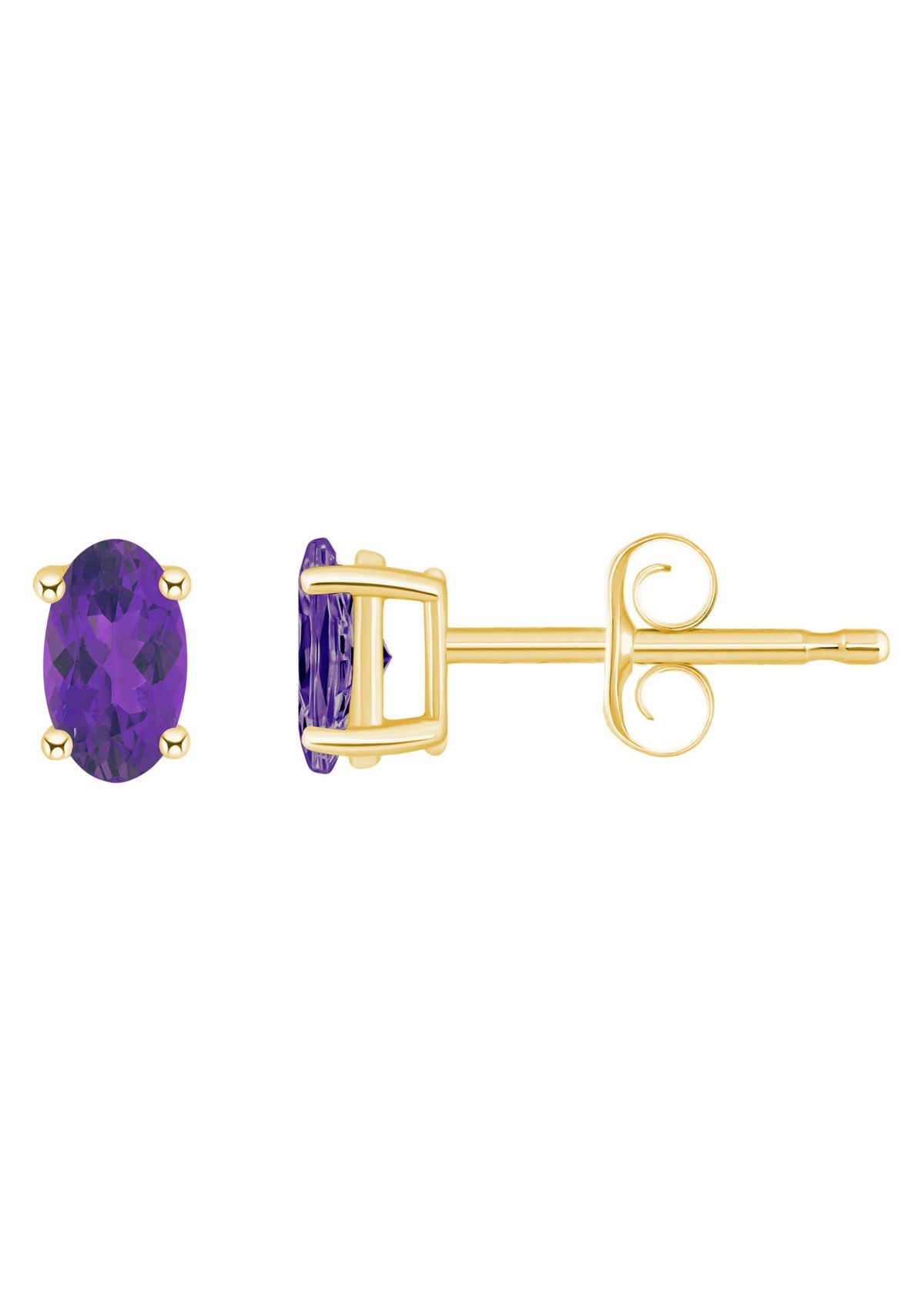 14K Gold 5x3 Oval Amethyst Earrings