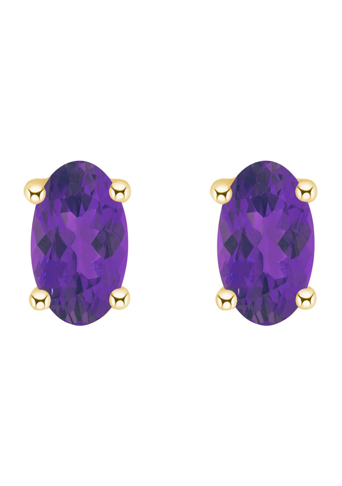 14K Gold 5x3 Oval Amethyst Earrings
