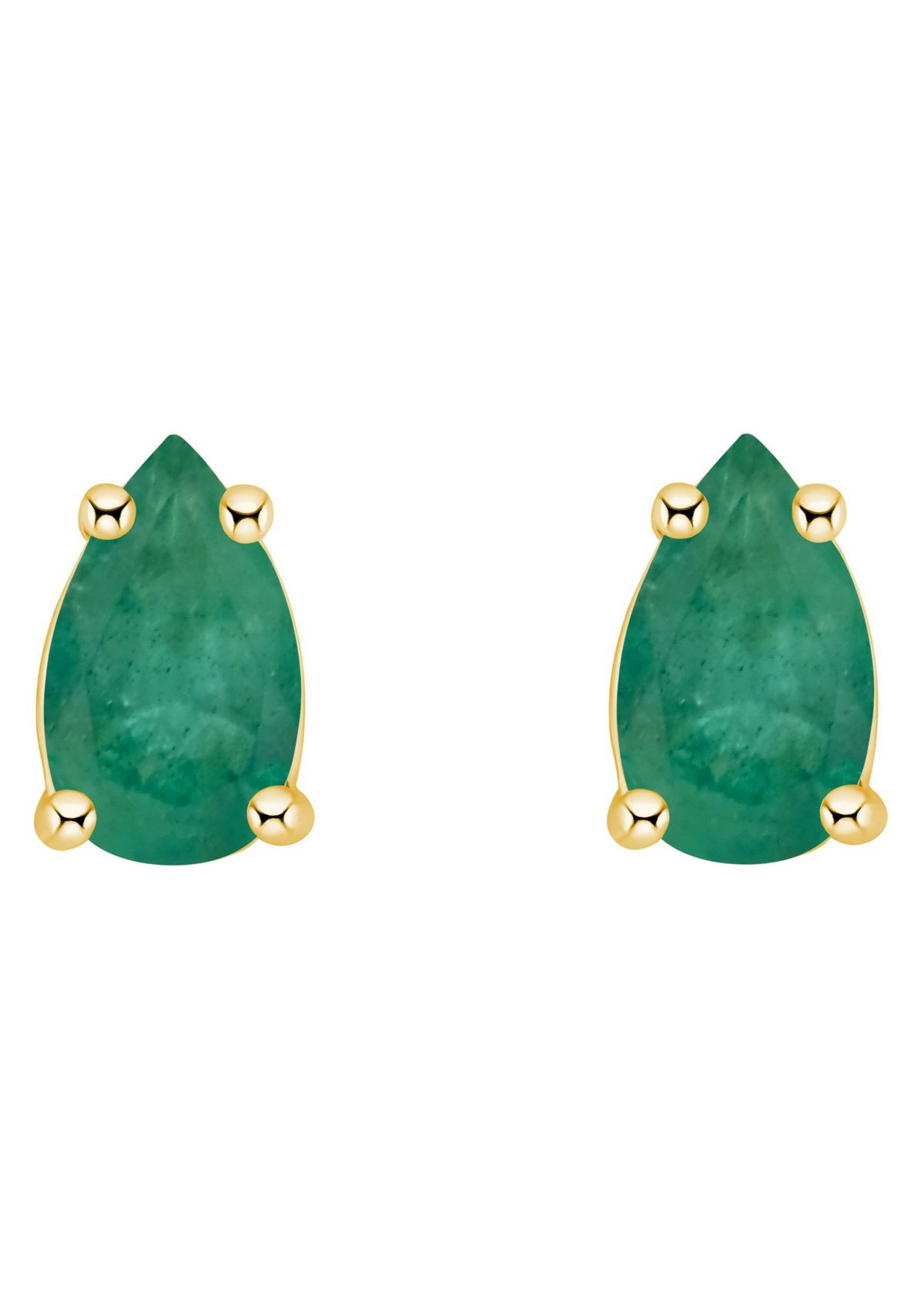 14K Gold 5x3 Pear Shape Emerald Earrings