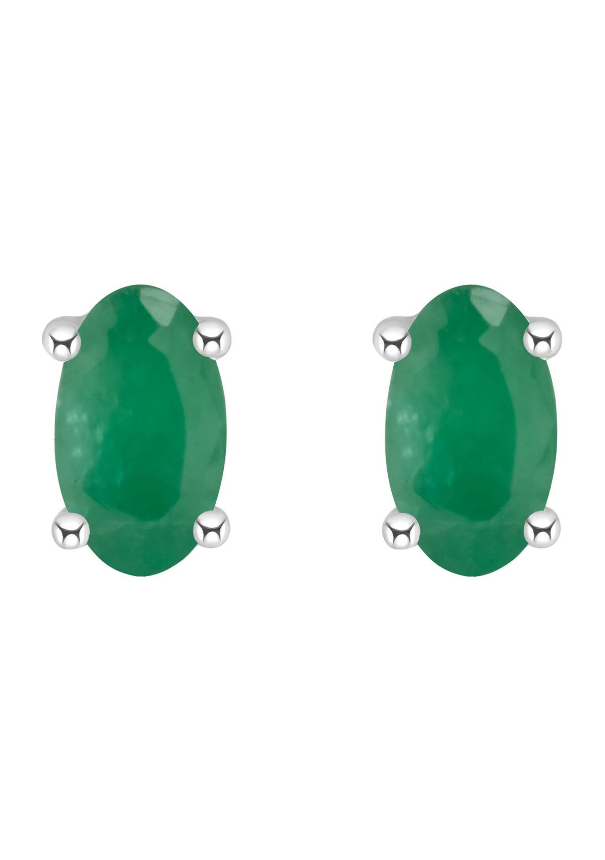 14K Gold 5x3 Oval Emerald Earrings