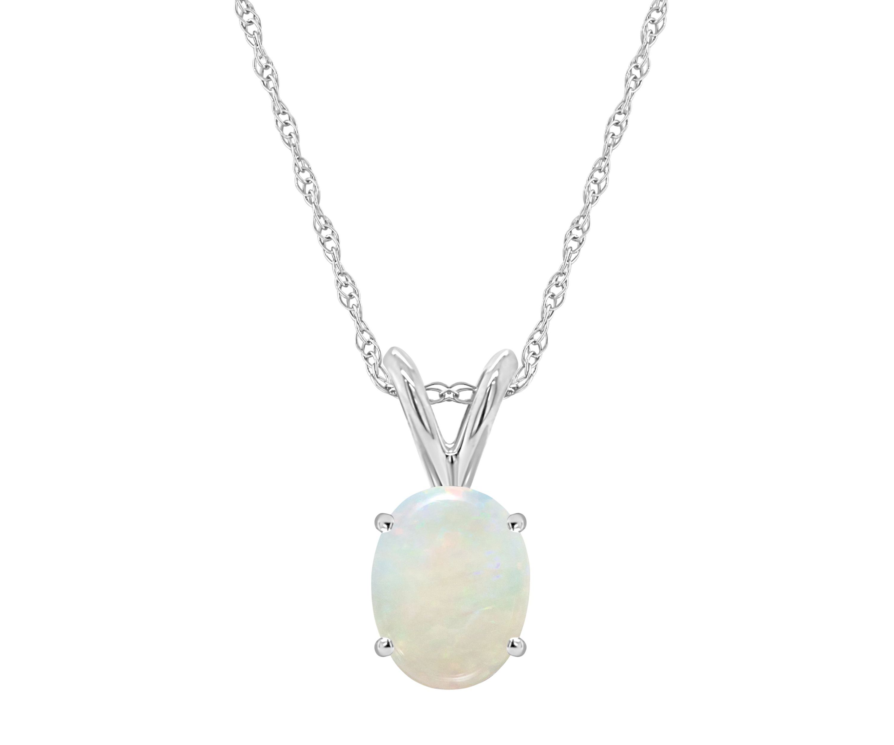 14K Gold 8x6 Oval Opal Pendant