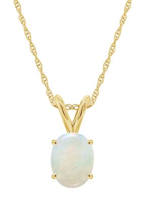 Belk & Co 14K Gold 8x6 Oval Opal Pendant
