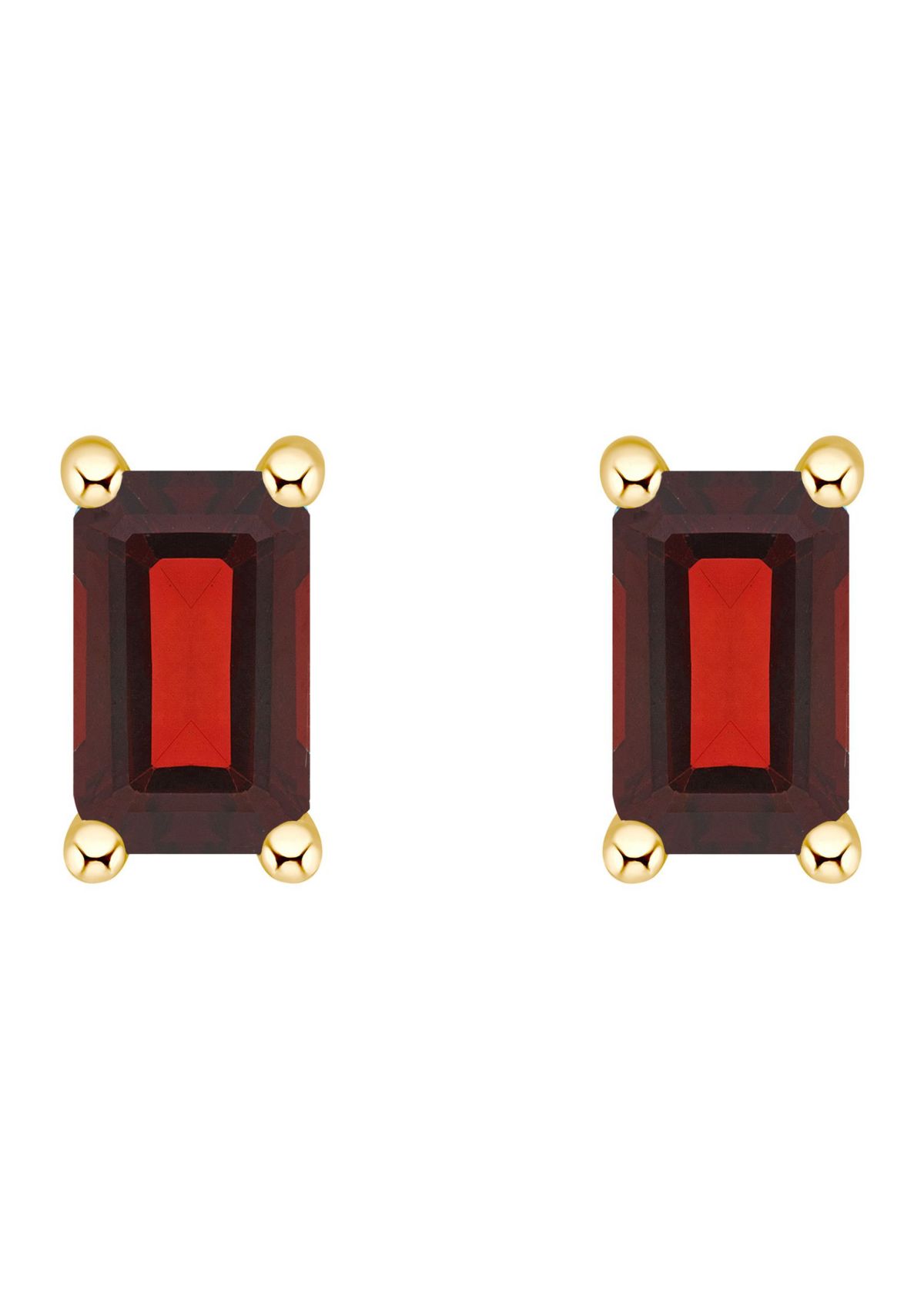 14K Gold 5x3 Emerald Cut Garnet Earrings