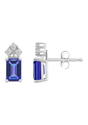 Belk & Co 14K Gold 6x4 Emerald Cut Tanzanite 1/8 Cttw Diamond Earrings -  540047911744216