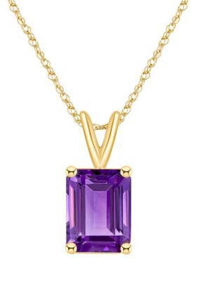 Belk & Co 14K Yellow Gold 10x8mm Emerald Cut Gemstone Pendant Necklace