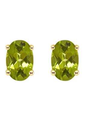 14K Gold 6x4 Oval Peridot Earrings