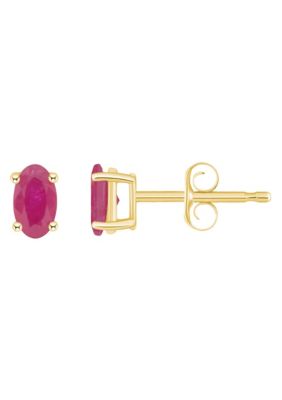 Belk & Co 14K Gold 5x3 Oval Ruby Earrings