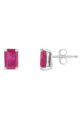 Belk & Co 14K Gold 6x4 Emerald Cut Ruby Earrings -  0888836236295