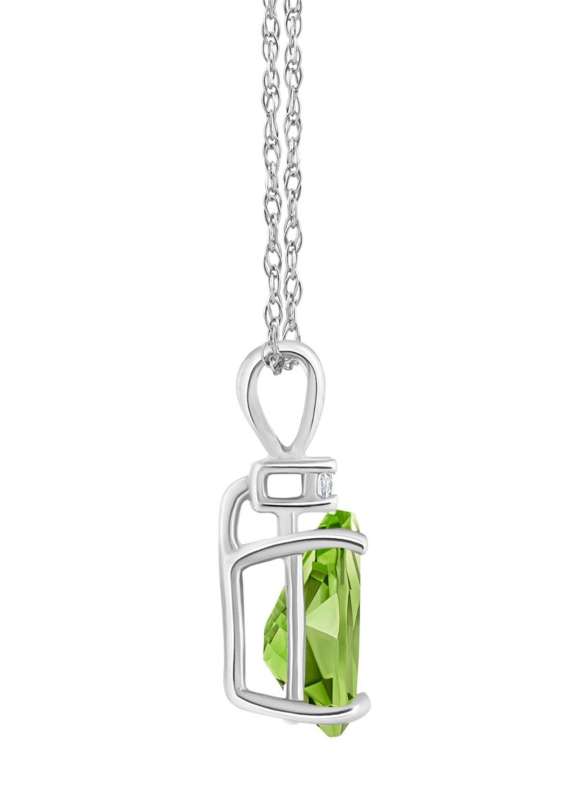 14K Gold 8x5 Pear Shape Peridot Diamond Accent Pendant