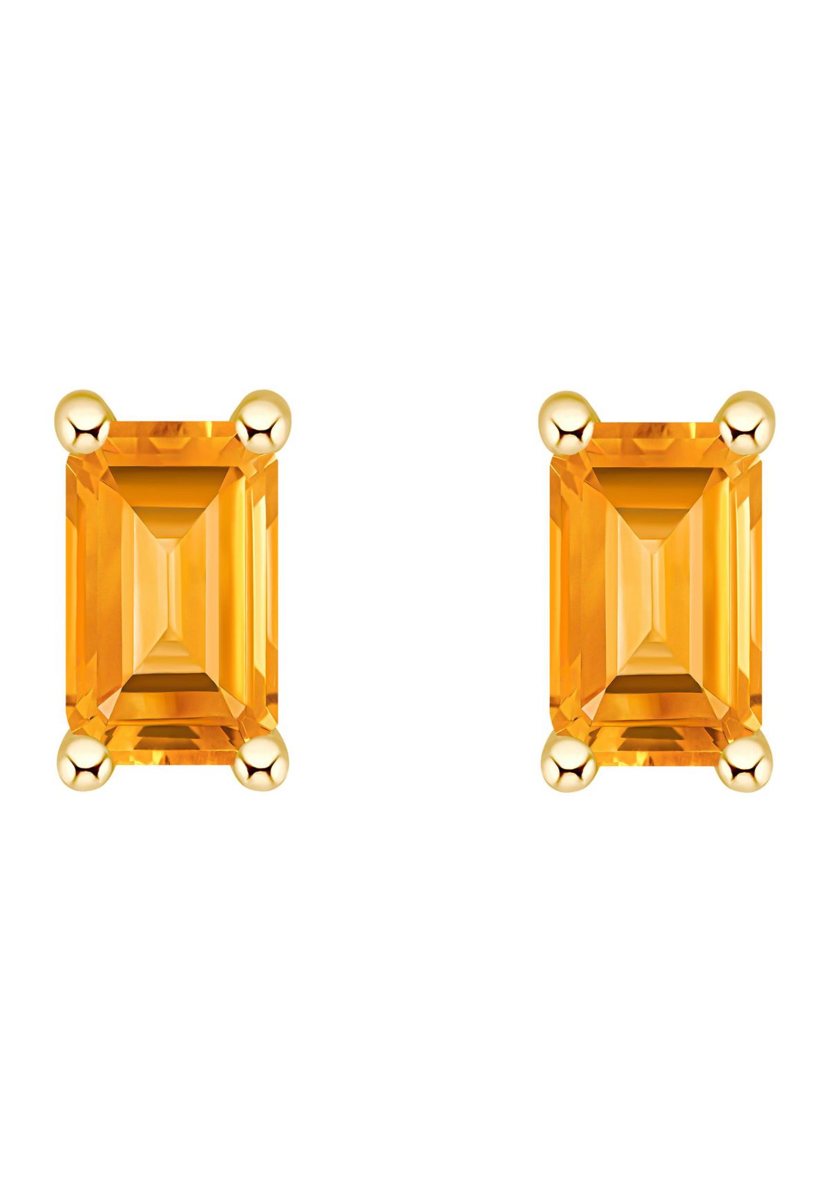 14K Gold 5x3 Emerald Cut Citrine Earrings
