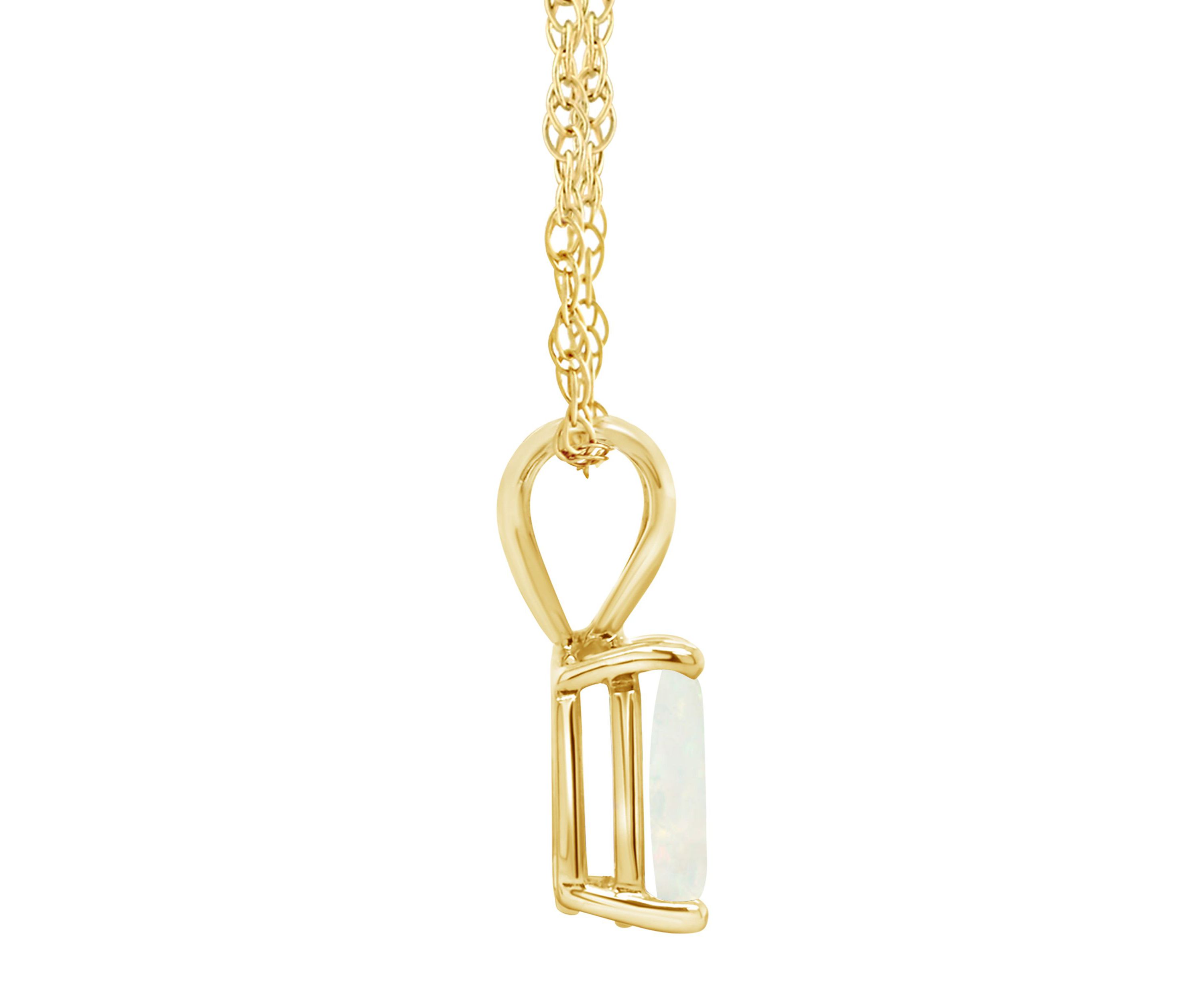 14K Gold 8x6 Emerald Cut Opal Pendant