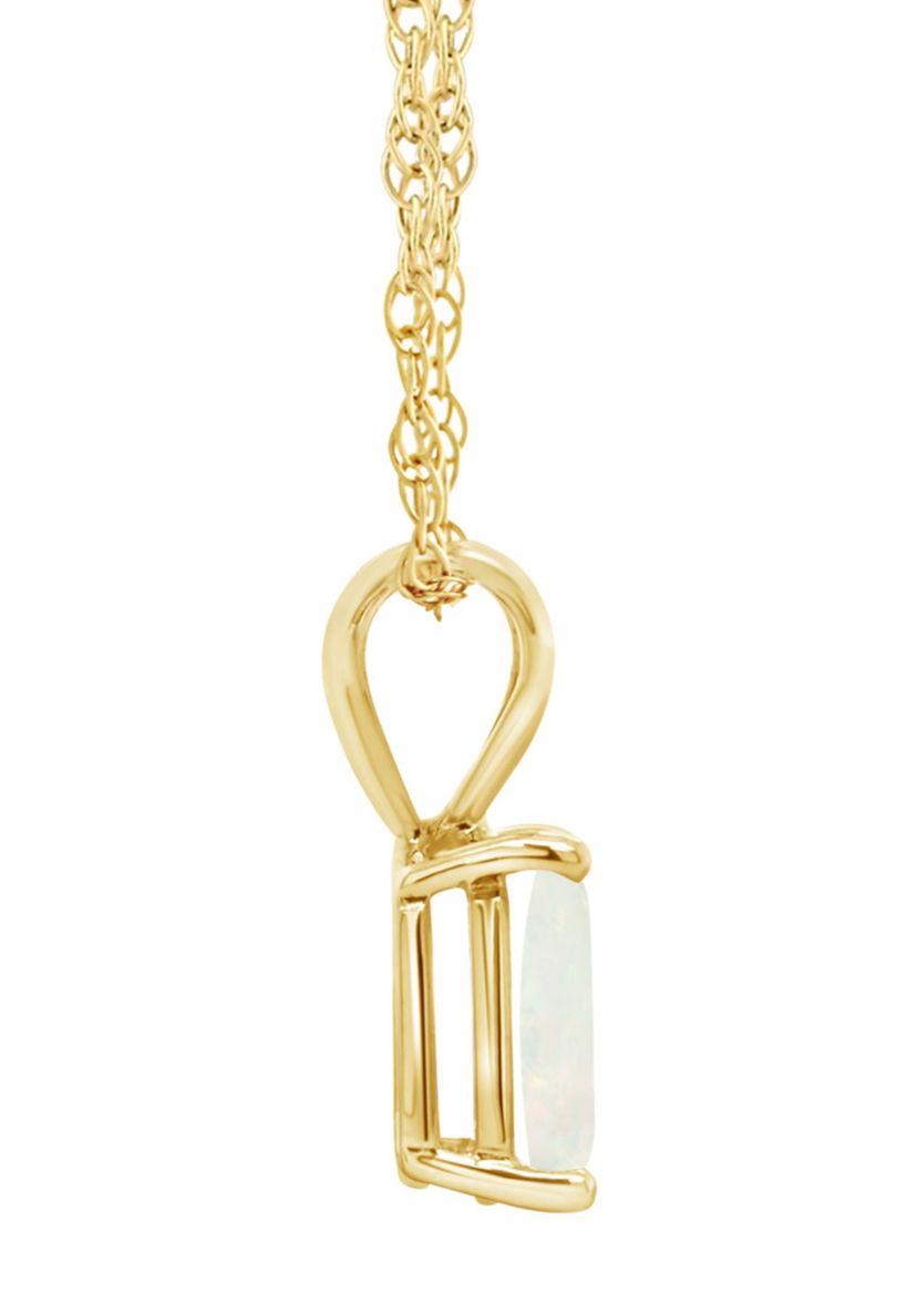14K Gold 8x6 Emerald Cut Opal Pendant