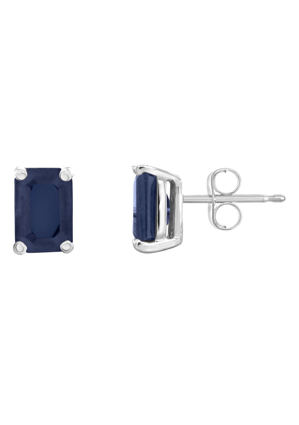 14K Gold 6x4 Emerald Cut Sapphire Earrings