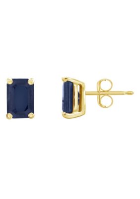 Belk & Co 14K Gold 6x4 Emerald Cut Sapphire Earrings -  0888836172975
