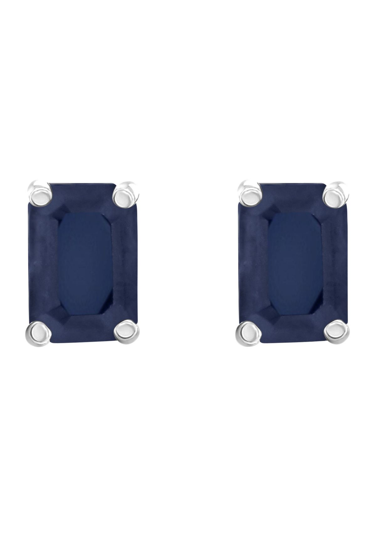 14K Gold 6x4 Emerald Cut Sapphire Earrings