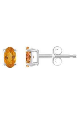 14K Gold 5x3 Oval Citrine Earrings