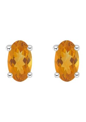 14K Gold 5x3 Oval Citrine Earrings