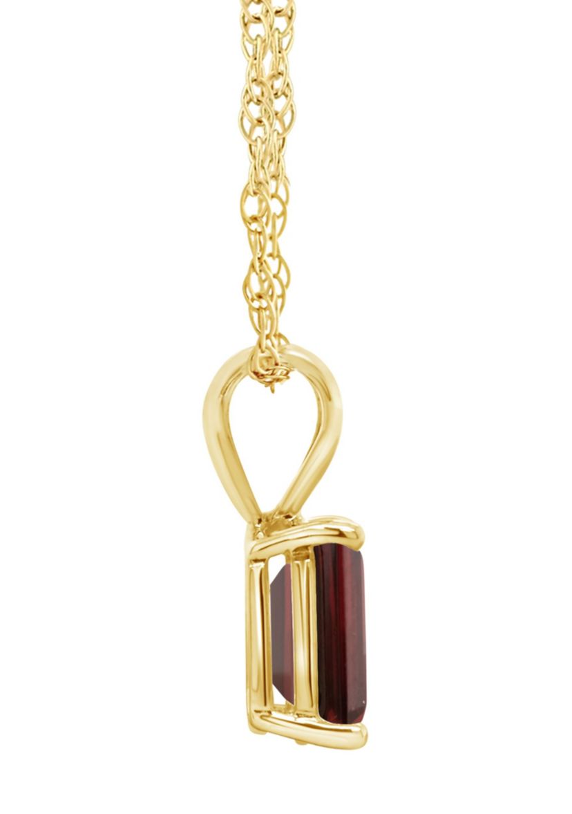 14K Gold 8x6 Emerald Cut Garnet Pendant