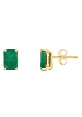 Belk & Co 14K Gold 6x4 Emerald Cut Emerald Earrings -  0888836172968