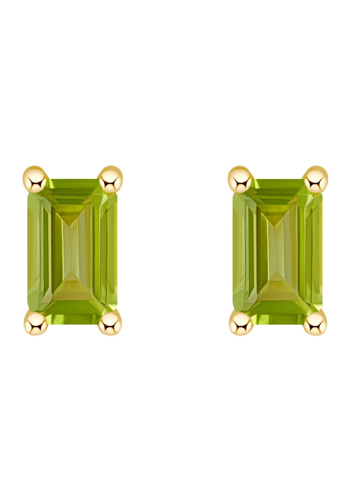 14K Gold 5x3 Emerald Cut Peridot Earrings