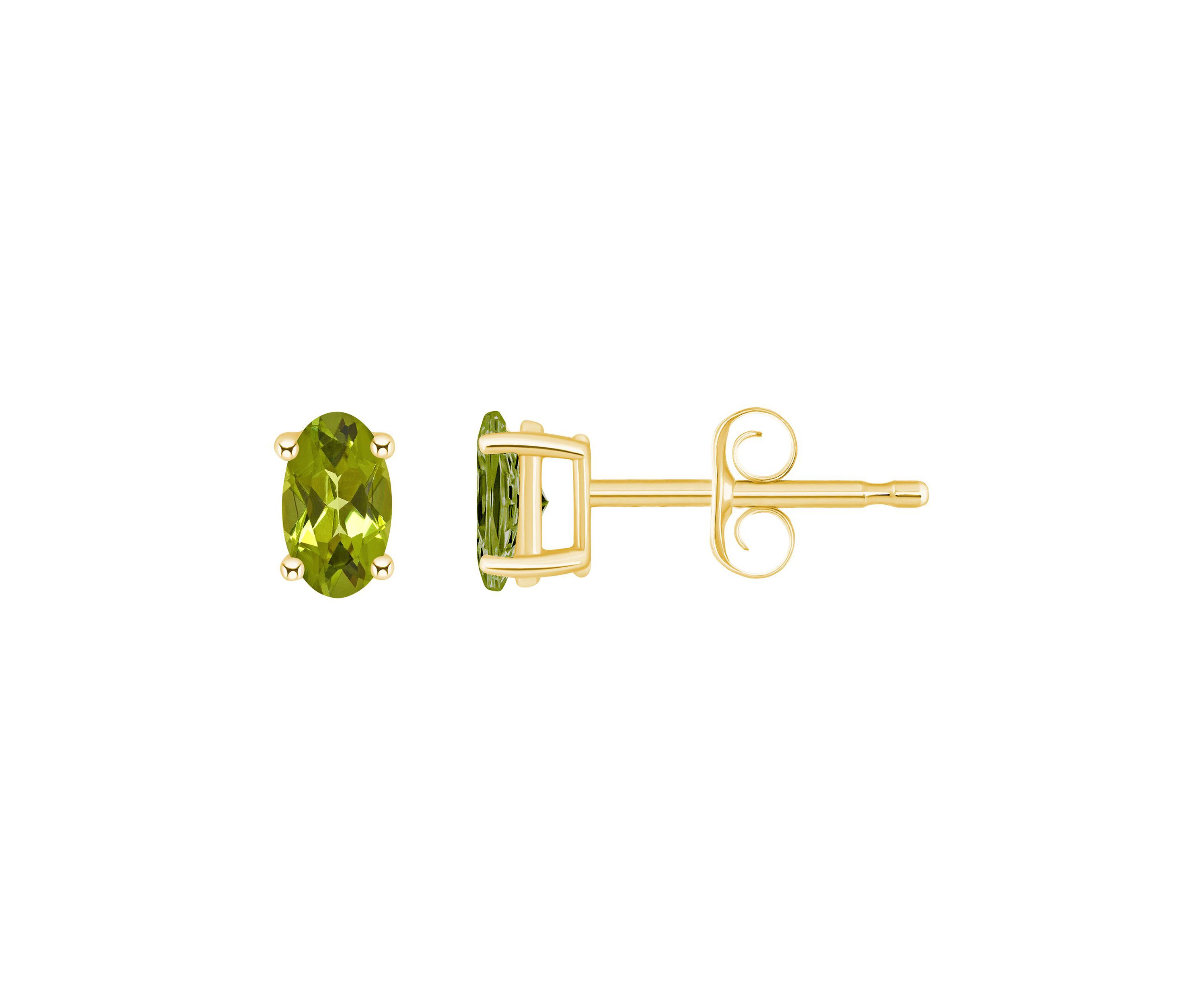 14K Gold 5x3 Oval Peridot Earrings