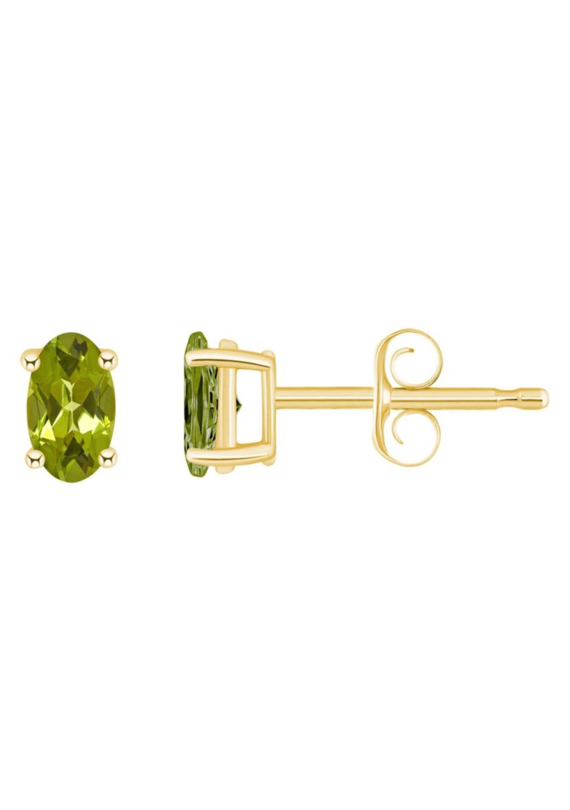 14K Gold 5x3 Oval Peridot Earrings